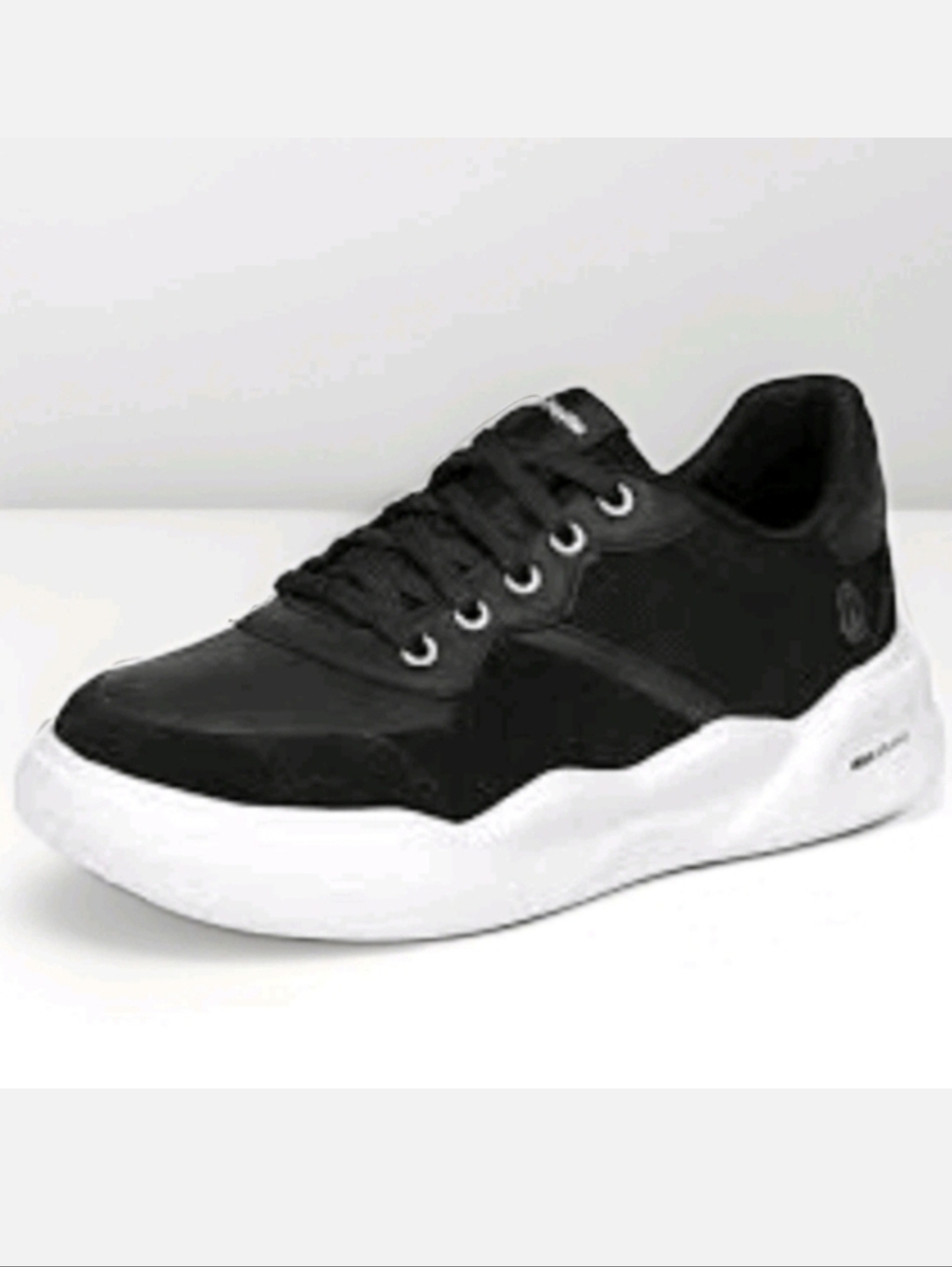 NEW Hush Puppies Black Leather Sneakers Platform Lace Up Comfort Women Sz 7 Wide